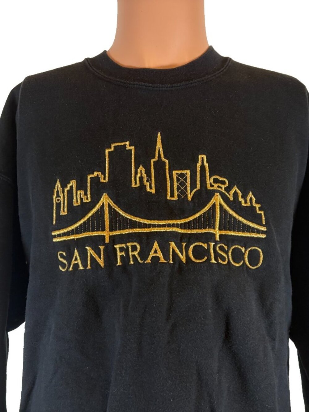 Vintage San Francisco Crewneck Sweatshirt Mens Size XL Golden Gate Bridge Black